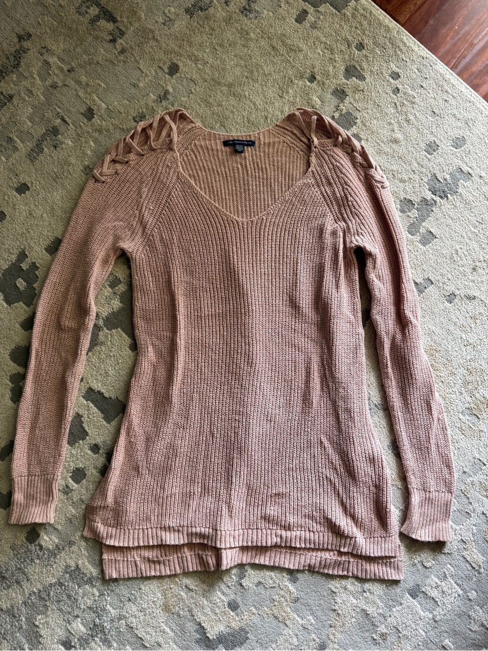 American Eagle Outfitters Blush Ribbed V-Neck Sweater